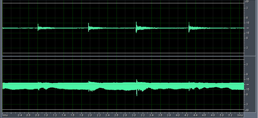 timpani tuned to horn playing, showing interference